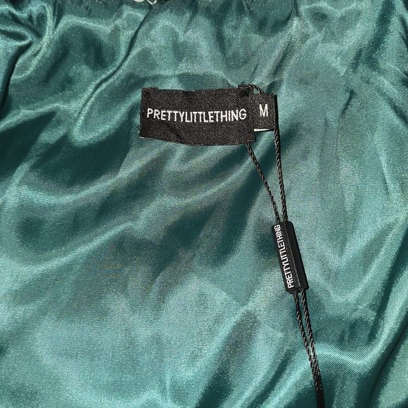 Green Unisex Paisley PU Oversized Putffer Coat-M(UK size) - Picture 3 of 4